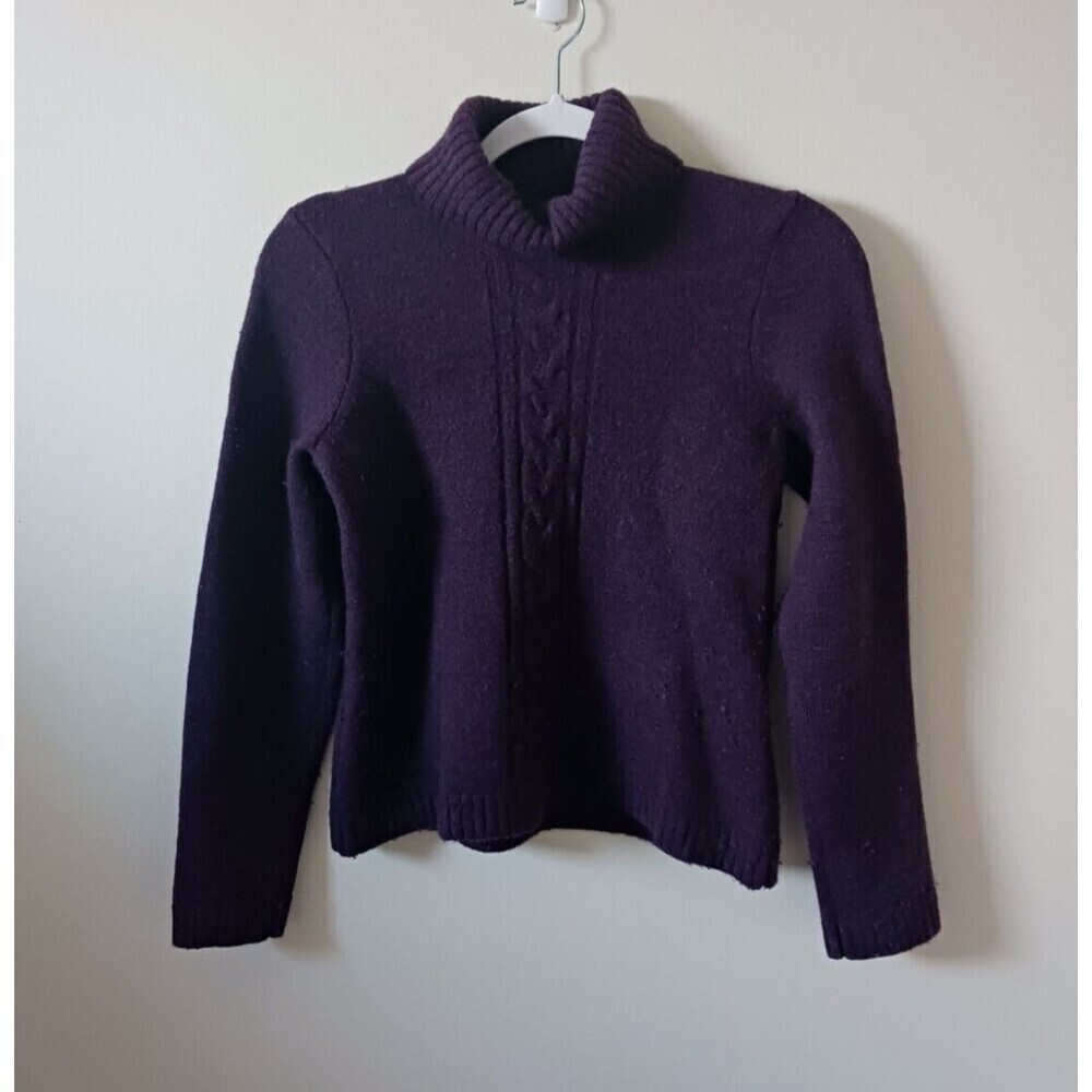 Mercer & Madison Sweater Womens Petite Purple 100% Merino Wool Turtleneck PS